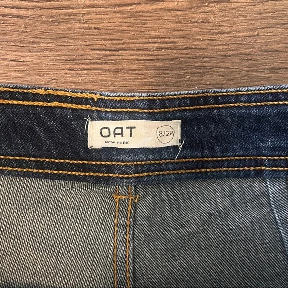 OAT New York Dark Wash Wide Leg Jeans Raw Hem High Rise Flat Front Sz 8/29 - Picture 4 of 7